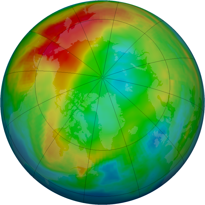 Arctic ozone map for 11 January 1990